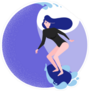 Surfer Girl on the Wave Sticker