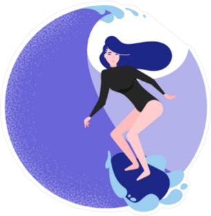 Surfer Girl on the Wave Sticker