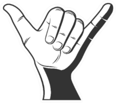 Surfer Hand Silhouette Illustration Sticker