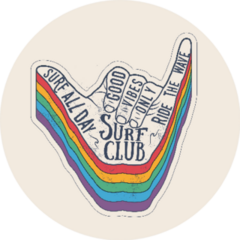 Surfer Shaka Hand Vintage Styled Sticker