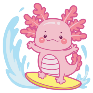 Surfing Axolotl Sticker