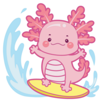 Surfing Axolotl Sticker