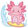Surfing Axolotl Sticker