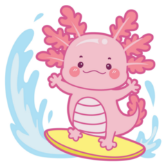 Surfing Axolotl Sticker