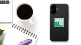 Surfing Day Ocean Wave Sticker on a Phone (New) example