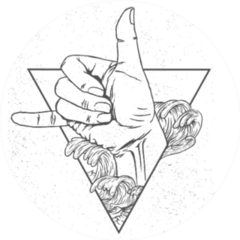 Surfing Finger Illustration Shaka With Waves Sticker