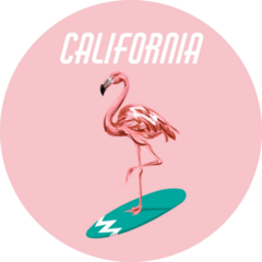 Surfing Flamingo California Sticker