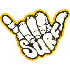 Surfing Hand Shaka On Yellow Sticker