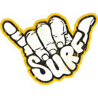 Surfing Hand Shaka On Yellow Sticker