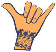 Surfing Shaka Hand Sign With Tribal Wave Tattoo Sticker