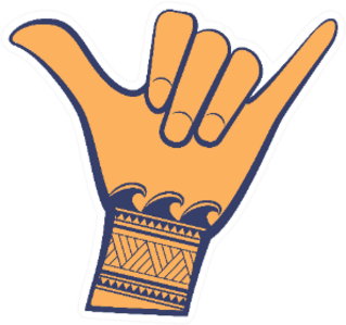 Surfing Shaka Hand Sign With Tribal Wave Tattoo Sticker