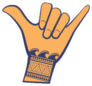 Surfing Shaka Hand Sign With Tribal Wave Tattoo Sticker