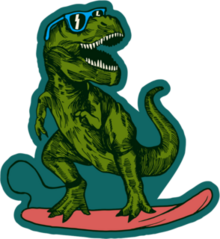 Surfing T-Rex Dinosaur Sticker