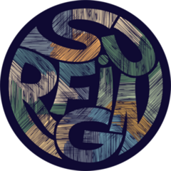 Surfing Typography Circle Sticker