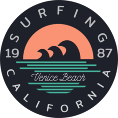 Surfing Venice Beach Circle Sticker