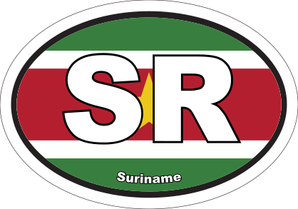 Suriname Sr Flag Oval Sticker