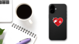 Sushi And Chopsticks In Heart Sticker on a Phone (New) example