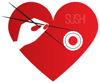 Sushi And Chopsticks In Heart Sticker