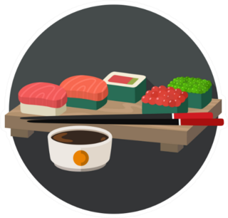 Sushi And Sashimi On Board Sticker
