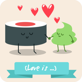 Sushi And Wasabi Love Is Sticker