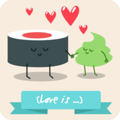 Sushi And Wasabi Love Is Sticker