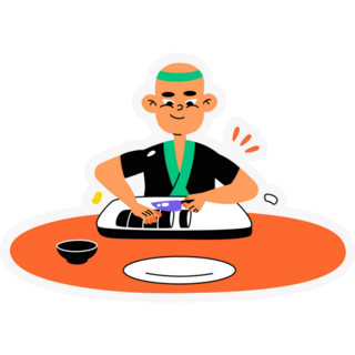Sushi Chef Cartoon Sticker