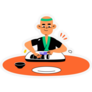 Sushi Chef Cartoon Sticker