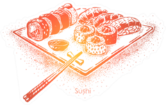 Sushi Plate Colorful Sticker