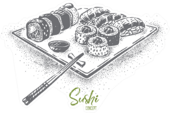Sushi Plate Monochrome Sticker