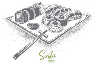 Sushi Plate Monochrome Sticker