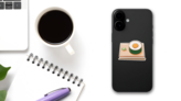 Sushi Roll On Plate With Chopsticks Sticker on a Phone (New) example