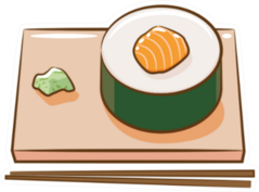 Sushi Roll On Plate With Chopsticks Sticker