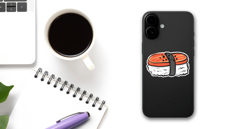 Sushi Roll Sticker on a Phone (New) example