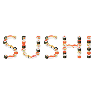 Sushi Rolls Lettering Sticker