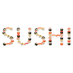 Sushi Rolls Lettering Sticker