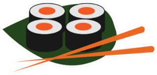 Sushi Rolls On Palm Leaf Sticker
