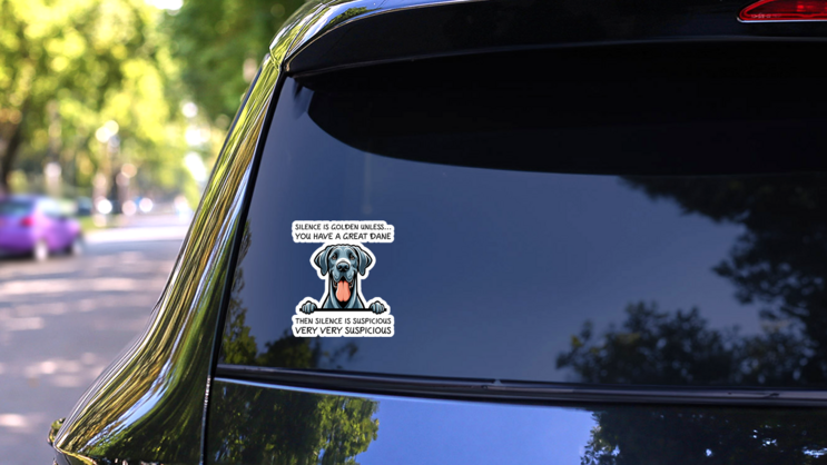 Suspicious Great Dane Sticker on a Rear Car Window (New) example