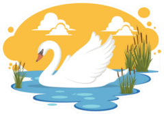 Swan In A Pond Illustration Sticker