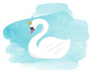 Swan Lake, Illustration, Watercolor On Blue Sticker
