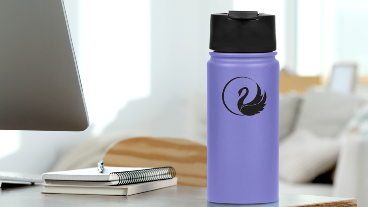 Swan Logo Template Illustration Sticker on a Water Bottle (New) example