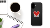 Swan Love Heart Romantic Illustration Sticker on a Phone (New) example