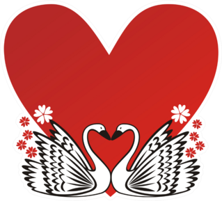 Swan Love Heart Romantic Illustration Sticker