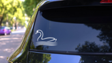 Swan Outline Sticker on a Rear Car Window (New) example