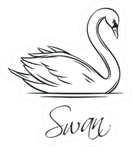 Swan Romantic Lettering Bird Sticker