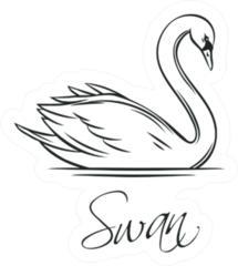 Swan Romantic Lettering Bird Sticker
