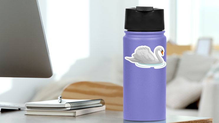 Swan Sticker on a Water Bottle (New) example