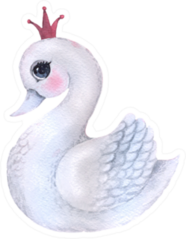 Swan Watercolor Cute Princess Illustration Sticker