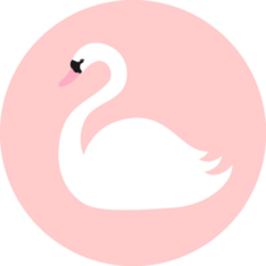 Swan. White Bird Symbol On Pink Sticker