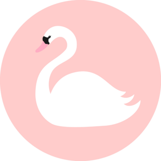 Swan. White Bird Symbol On Pink Sticker