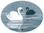 Swans Gliding On The Lake Oval Sticker